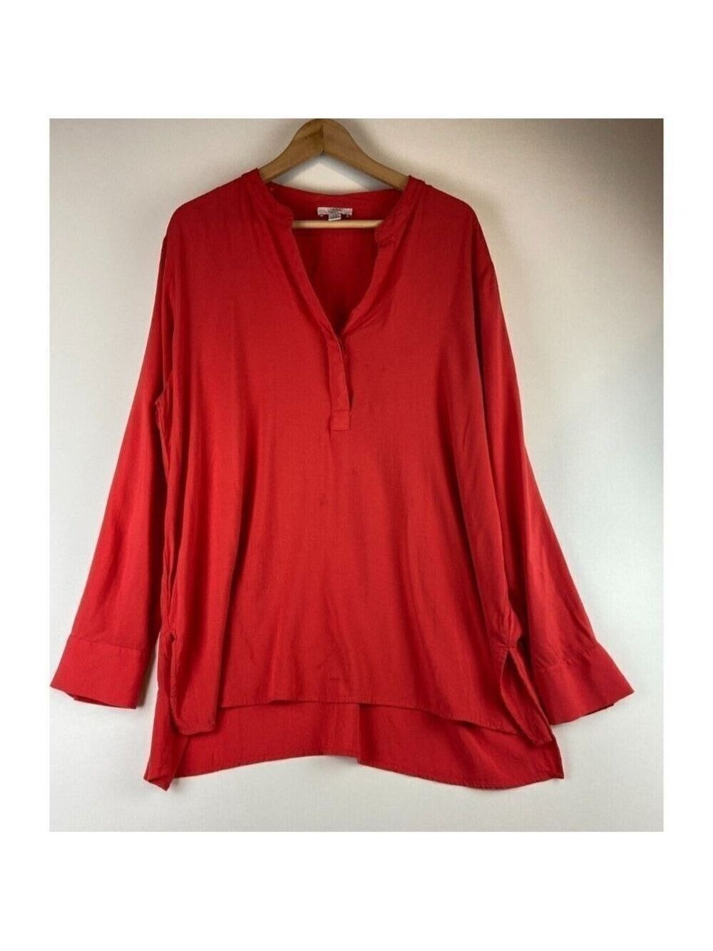 Lord & Taylor Women's Red Tunic Blouse Size 2X